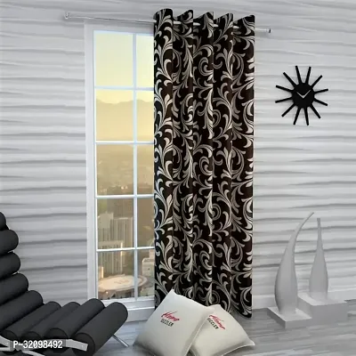 Designer Multicoloured Polyester Printed Eyelet Fitting for Door Curtain-thumb0