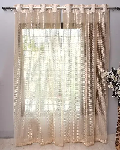 Net Curtains for Doors, Brown- 7 Feet (Pack of 2