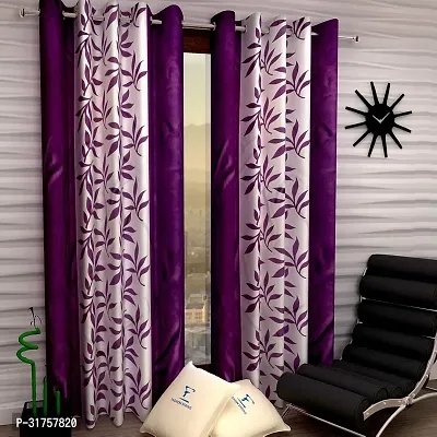 Polyster Printed Semi Transparent Door Curtain Pack of 2 pcs-thumb0