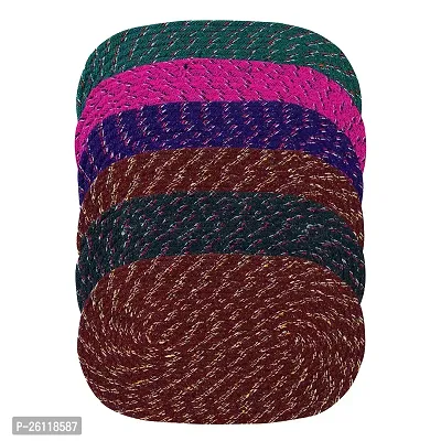 Fancy Cotton Weaved Reversible Oval Door Mat For Home Pack Of 6