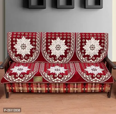Fancy Cotton Sofa Cover For 3 Seater Sofa Maroon