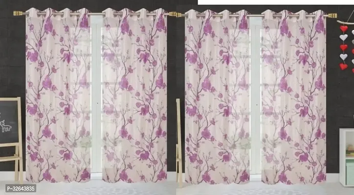 Stylish White Polyester Printed Door Curtains 7x4 Ft Pack Of 2-thumb0