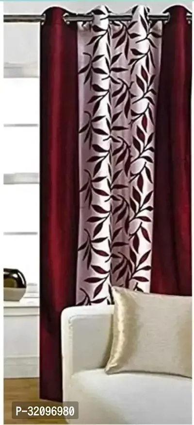 LUXURY CRAFTS Eyelet Polyester Door Curtain 7 feet x 4 feet (Light Brown)-Pack of 1-thumb0