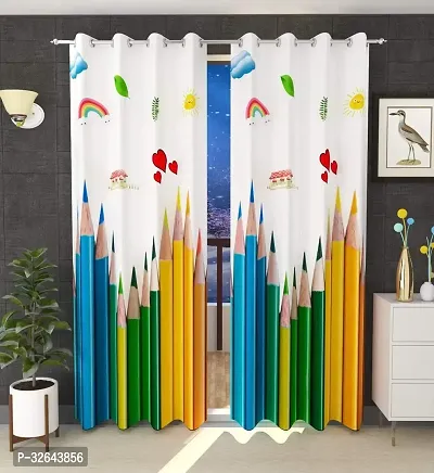 Stylish White Polyester Printed Door Curtains 7x4 Ft Pack Of 2-thumb0