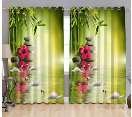 Set of 2- Polyester Digital Printed Door Curtains