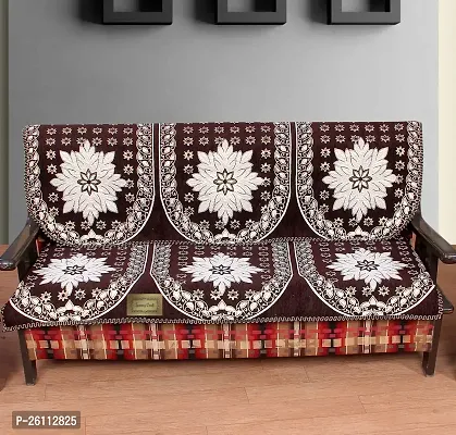 Fancy Polycotton Sofa Cover For 3 Seater Sofa Standard Brown