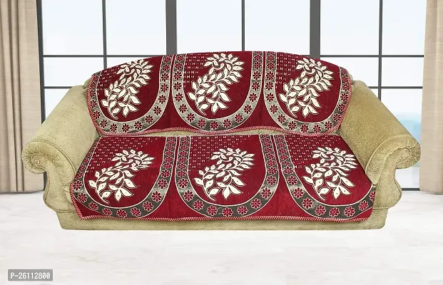 Fancy 3 Seater Velvet Sofa Cover Pack Of 2 Maroon