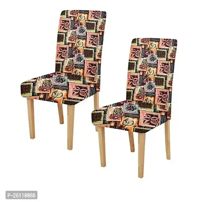 Classic Floral Stretchable Printed Dining Chair Covers,Elastic Chair Seat Protector Multicolor,Pack Of 2