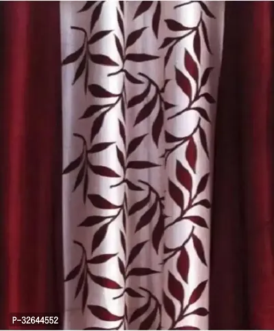 Stylish Maroon Polyester Printed Door Curtains 7x4 Ft Pack Of 2