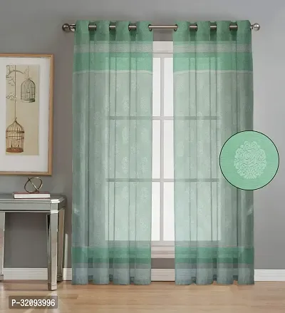 LUXURY CRAFTS? Polyster Fabric Net Sheer Luxurious Curtains for Door 4x7 Feet(48x84 inches), Set of 2 (Green)