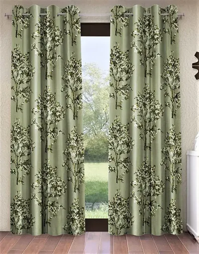 BCP India String 153 cm (5 ft) Polyester Semi Transparent Window Curtain (Pack of 2) (Floral