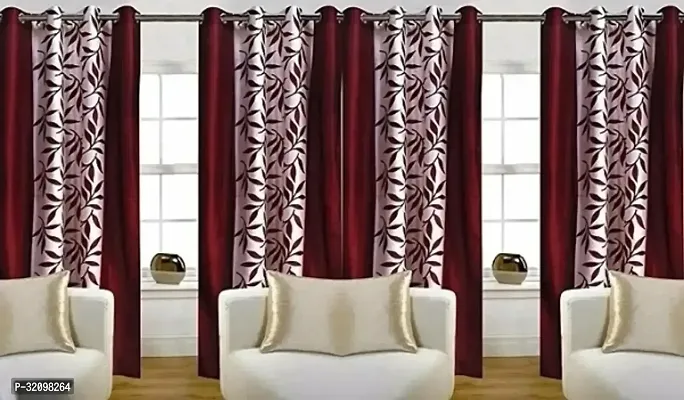 Designer Multicoloured Polyester Printed Eyelet Fitting for Door Curtain-thumb0