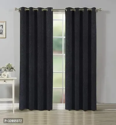 LUXURY CRAFTS Room darkning Blackout Jute Door Curtain 7 feet x 4 feet(Pack of 1) (Black)-thumb0