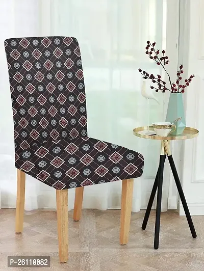 Classic Floral Stretchable Printed Dining Chair Covers,Elastic Chair Seat Protector Black-thumb0