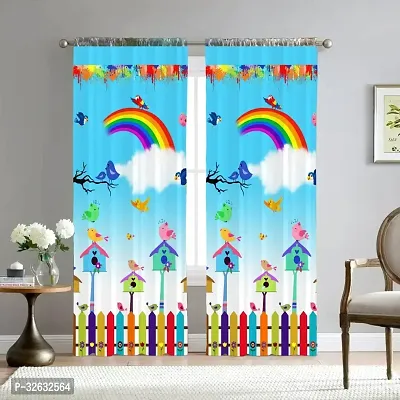 Stylish Blue Polyester Eyelet Fitting Curtain