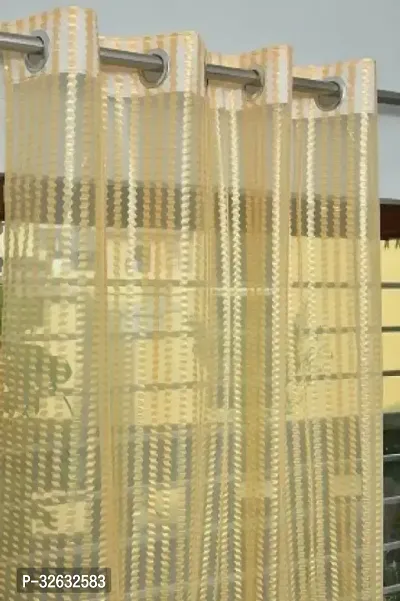 Stylish Beige Polyester Eyelet Fitting Curtain-thumb0