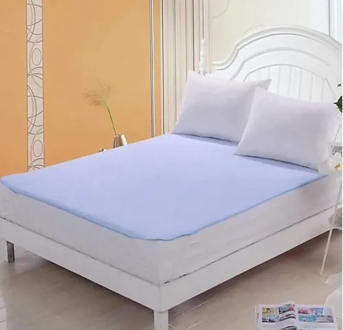 Elastic Strap Non Woven Double Bed Size(72x78 inches) Waterproof Mattress Cover/Mattress Protector (Blue)