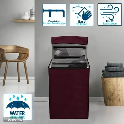 Luxury Crafts Fully  Automatic Top load Washing Machine Cover Suitable For Ifb, Samsung, Lg 6 Kg, 6.2 Kg, 6.5 Kg (80 X 51 X 86 Cms) | Waterproof  Dust Proof | Polyester- (Pack of 1)-Maroon-thumb0