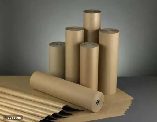 Luxury Crafts 2 Piece Brown Paper Roll for Book Cover Book Binding Cover for School Notebook/Book || Protect from Dust and Water Thick Quality Packing Roll | Brown Book Cover.17 inch(5 meter)-thumb2