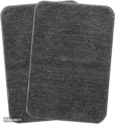 Luxury Crafts Multipurpose Easy Living Soft Microfiber Anti-Skid  Bath Mat/Doormat/Kitchen Mat Pack Of 2 ( 37X57 Cm)-Grey-thumb0