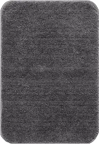 Luxury Crafts Multipurpose Easy Living Soft Microfiber Anti-Skid  Bath Mat/Doormat/Kitchen Mat Pack Of 2 ( 37X57 Cm)-Grey-thumb2