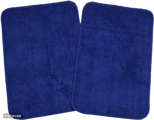 Luxury Crafts Multipurpose Easy Living Soft Microfiber Anti-Skid  Bath Mat/Doormat/Kitchen Mat Pack Of 2 ( 37X57 Cm)-Blue-thumb0