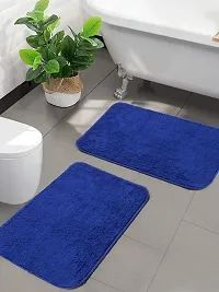 Luxury Crafts Multipurpose Easy Living Soft Microfiber Anti-Skid  Bath Mat/Doormat/Kitchen Mat Pack Of 2 ( 37X57 Cm)-Blue-thumb1