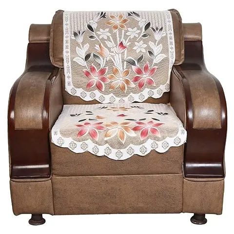 BANSIGOODS Multi Floral Cotton Ne1 Seater Net Sofa Chair Cover, (4PC)