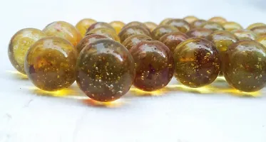 Luxury Crafts Marbles 30Pcs-Glass Playing Balls-Kanche-Goli-Traditional Indian Game-Glass Stones-Aquarium Fillers-Gel Candle Fillers for Kids 25Mm- Multi(Pack of 30)- Golden-thumb1