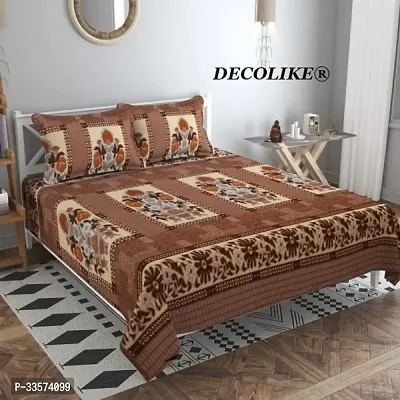 Stylish Fleece Printed Bedsheet with Pillow Cover-thumb0