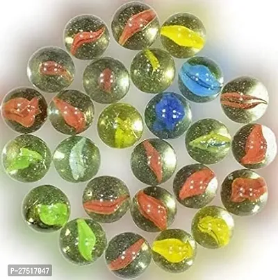 Marbles - 50Pcs - Glass Playing Balls - Kanche - Goli - Traditional Indian Game - Glass Stones - Aquarium Fillers - Gel Candle Fillers 25Mm- Multicolor-thumb0