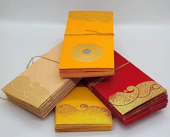 DIGSMORDEN Wedding Gift Envelopes pack of 40 pcs (4 packs) Coin Money Cash Gift Cover Shagun Birthday Diwali Lifafa Assorted Multicolour Premium Envelopes