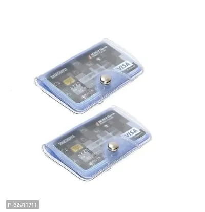 Pack of 2 Transparent ATM Visiting Credit Card Holder Wallet for Men and Womens with 10 Clear PVC Plastic Pockets Slots Holds Upto 20 Cards-thumb3