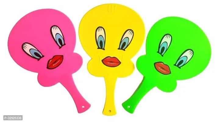 Cute Chick Bird Design Plastic Hand Fan for Kids (Set of 3)-thumb0