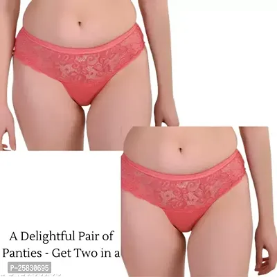 Stylish Peach Cotton Blend Solid Brief For Women Pack Of 2-thumb0