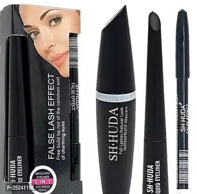 Sh. Professionals 3In1 Eye Make-Up Kit Combo Beauty Set Of Waterproof Liquid Eyeliner Smudge Proof Eyebrow Pencil And Long Lasting Mascara For Girls/Women Black-thumb0