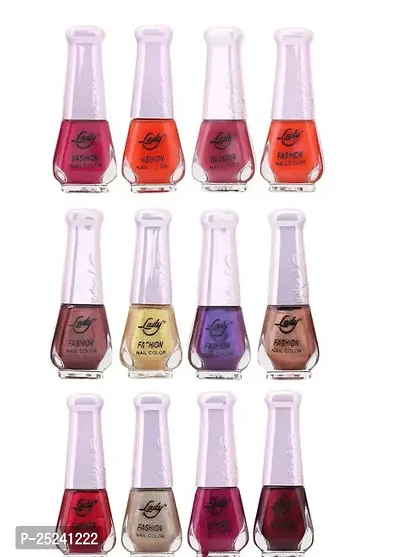 Lady Fashion Nail Polish Set Of 12 Multicolor Shades - Pack Of 12 Multicolor Shades 100% Original Nail Polish Set-thumb0