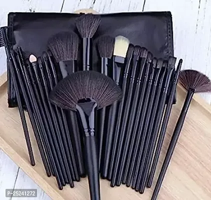 Glamzone Makeup Brushes Professional Makeup Brush Set - 24Pcs Brushes For Eyeshadow, Powder, Foundation Blending Brush Black-thumb0