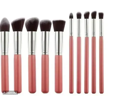 Glamzone Makeup Brushes Fiber Bristle Makeup Brush Set- Pink, Pack Of 10-thumb0