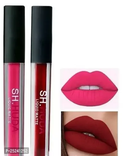 Huda Crush Beauty Long Lasting Liquid Lipstick Set Pink+Maroon Shade Lipsticks
