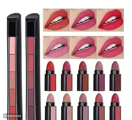 Beauty Set Of 2 Fabulous 5In1 Matte Finish Lipsticks Red And Nude Edition-thumb0