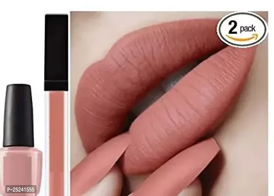 Civaki Professional Waterproof Beauty Lipsticks For Girls Andwomen With Matching Shade Nail Polish Nude Edition-thumb0