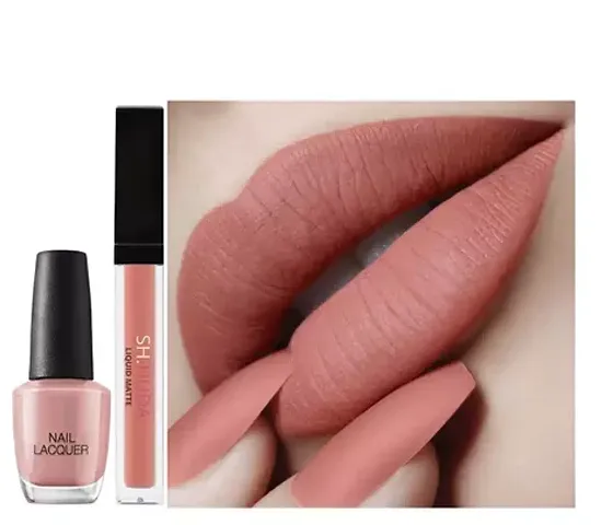 SH.HUDA Professional Beauty Lipsticks for Women with Matching Shade Nail Polish