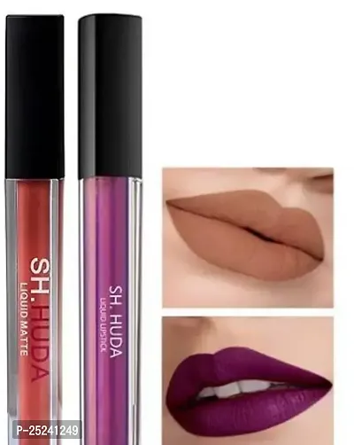 Huda Crush Beauty Long Lasting Liquid Lipstick Set Nude+Purple Shade Lipsticks