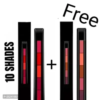 Huda Crush Beauty 5 In 1 Matte Finish Lipstick , Waterproof And Smudgeproof Dark Edition With Free 5 In 1 Matte Finish Nude Edition Lipstick Pack Of 2 Lipsticks Of 10 Shades-thumb0