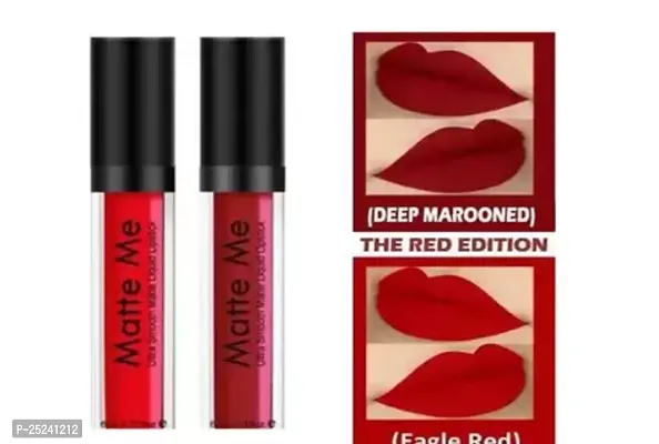 Beauty Deep Redandmarron Liquid Matte Lipstick Non Transfer | Waterproof | Long Lasting | Kiss Proof Pack Of 2Pcs.-12Ml-thumb0