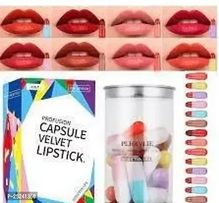 Mini Lipstick Set Mini Capsule Lipsticks Pills/Pill Lipsticks Color Mini Capsule Lipstick Set Matte Lipstick Velvet Lipstick Set Nonstick Color Long-Lasting Waterproof Lipstick Makeup Gift Set 16Pcs-thumb0
