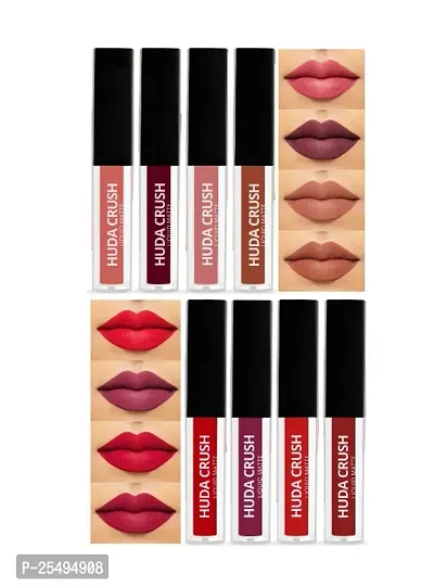 Huda Crush Beauty Red And Nude Edition Matte Minis Liquid Matte Lipstick Combo Set Of 8 Colors