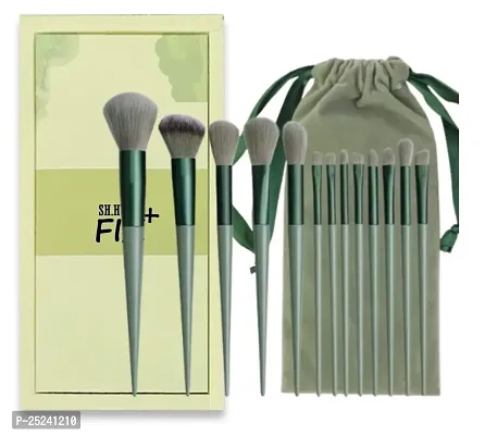 Fixplus Professional Makeup Brush Set - 13 Piece Makeup Brushes For Eyeshadow, Powder, Blush, Foundation Blending Brush Set With Portable Pouch Pack Of 13-thumb0