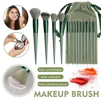 Glamzone Makeup Brushes 13Pc Makeup Brush Set With Soft Fluffy Pouch Cosmetic Makeup Brush Set Pack Of 13 With Travel Bag Green-thumb4